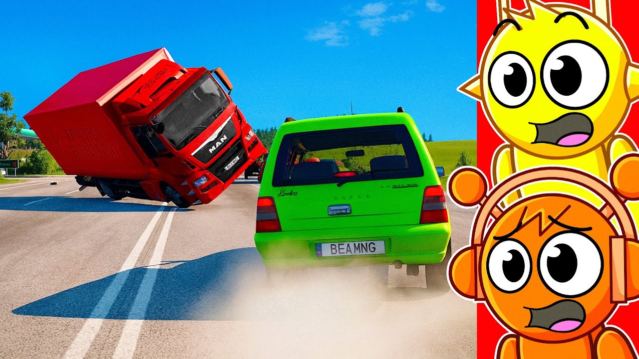 Реакция на САМЫЕ БЕЗУМНЫЕ АВАРИИ С ПЕРЕВОРОТОМ! (BeamNG Drive)