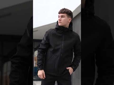 Куртка чоловіча Softshell Vect чорна осіння весняна вітровка софтшелл з капюшоном, видео 1