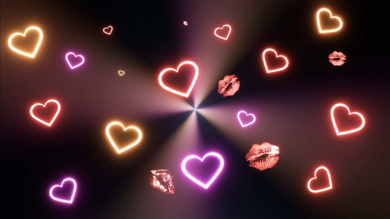 Beautiful Neon Heart Abstract Animation Lips 4K Motion Background  | Неон Сердце Анимация