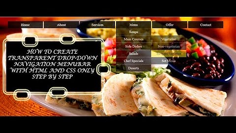 Transparent drop-down menu |Simple Navigation menu bar|With HTML and CSS only|Step by step process