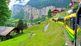 Beautiful Views along the Lauterbrunnen Valley Switzerland from the Train to Kleine Scheidegg