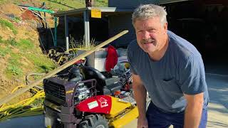 Brian Taylor gets his Razorback Brushcutter CMX2302 and puts it to the test on his sloping property