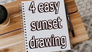 4 easy beautiful sunset drawing | Easy watercolor scenery painting ideas for beginners step by step