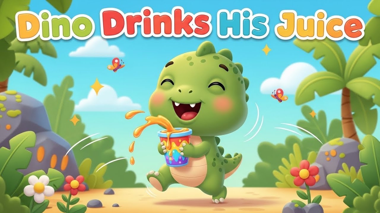 Dino Drinks His Juice | Fun Dinosaur Song for Kids | Nursery Rhyme