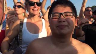 Regis' shirt comes off again! This time for Shut Up and Dance by Walk the Moon at ACL Festival