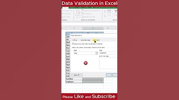 Data Validation in Excel #datavalidation #excel