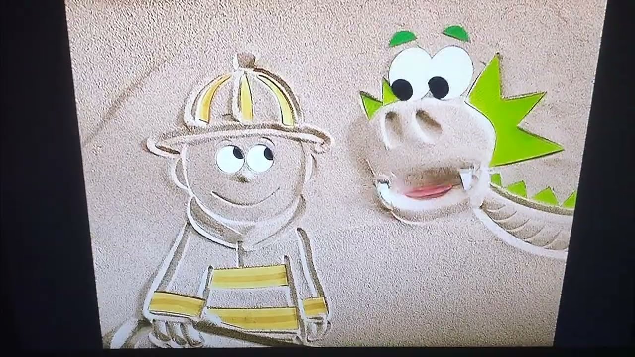 Firefighter drawing in sand art