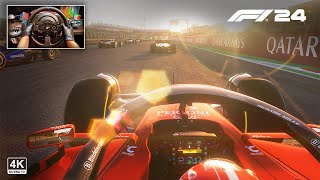 F1 24 Season | Ferrari SF-24 F1 Emilia Romagna GP Dynamic Sunset Weather | Steering Wheel Gameplay