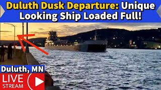 ⚓️Duluth Dusk Departure: Unique Looking Ship Loaded Full!