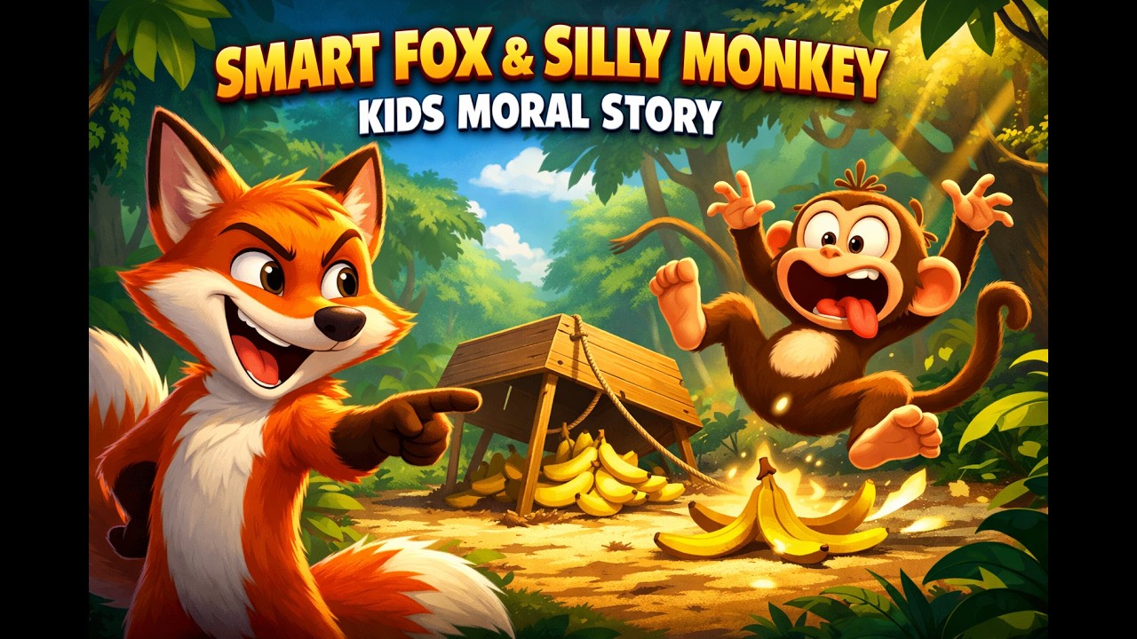 Smart Fox & Silly Monkey Kids Moral Story - YouTube