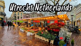 Utrecht Netherlands, walking tour 4k,🎄 Christmas vibes 🎄