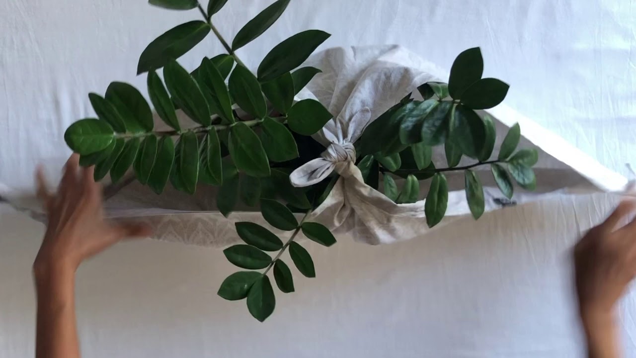 Fabric Gift Wrap - Reusable Gift Wrapping a plant - Furoshiki wrap for Plant