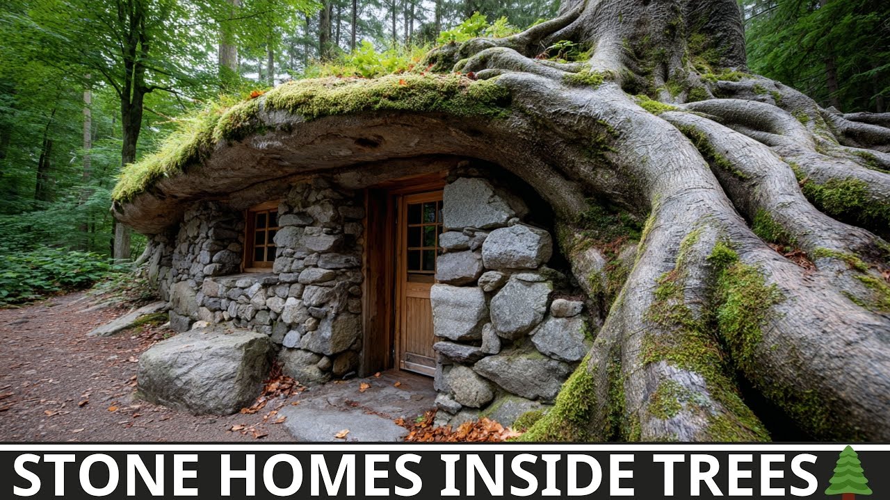 Magical Stone Houses Hidden in Tree Hollows – Nature Inspired Architecture You Can Live In
