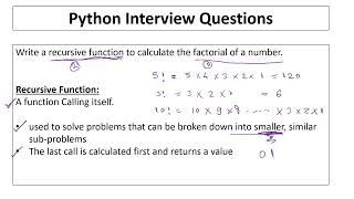 Python Interview Questions Factorial of a number using recursion in Hindi