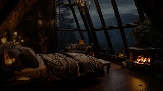 Ambient Rain and Thunder: Cozy Fireplace Sleep Soundscape  Rain Sounds for Sleep and Relaxation