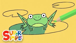 Drawing And Coloring a Frog | with Five Little Speckled Frogs | Watch & Learn