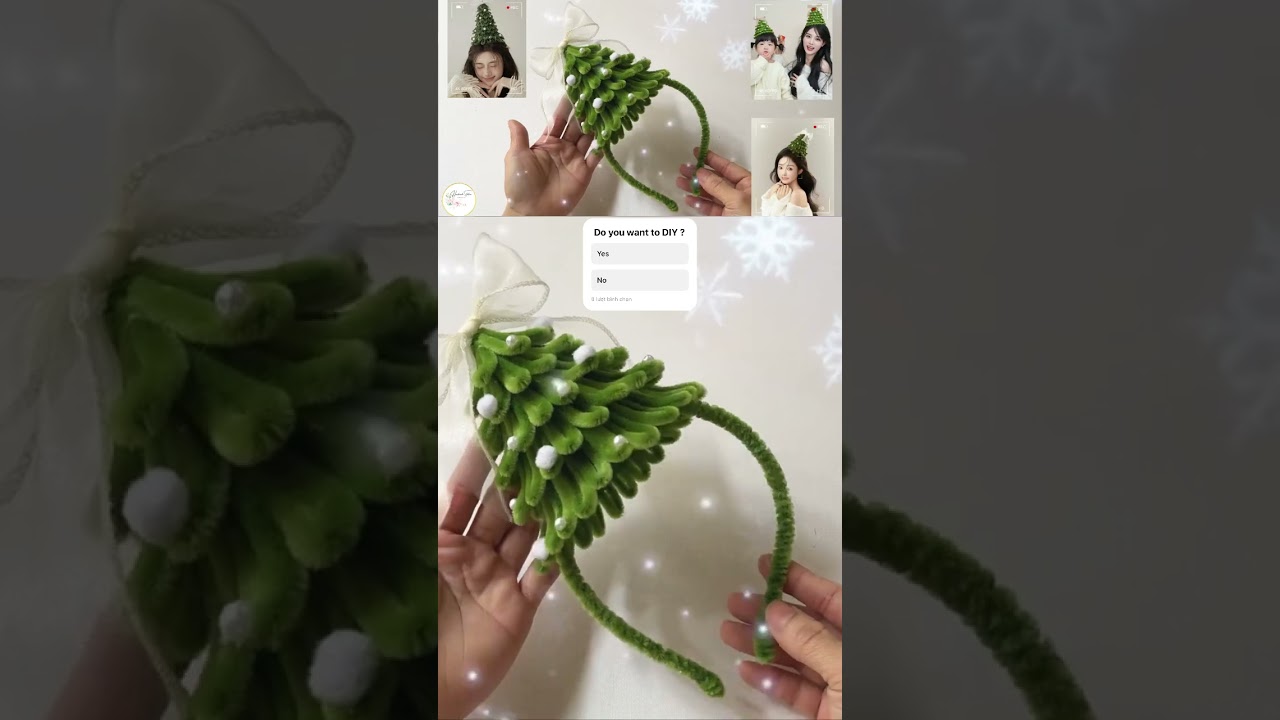How to make hair band Christmas Tree with Pipe Cleaner | Fuzzy Wire craft 