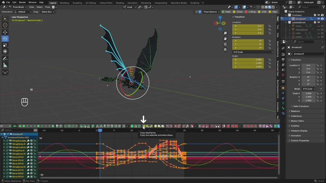 COPY AND PASTE POLISHED MOVEMENTS from One Part to Another in Blender