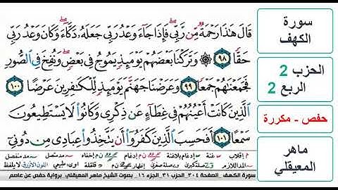 سورة الكهف - الحزب 2 - الربع 2 والاخير - حفص - ماهر المعيقلي - مكررة