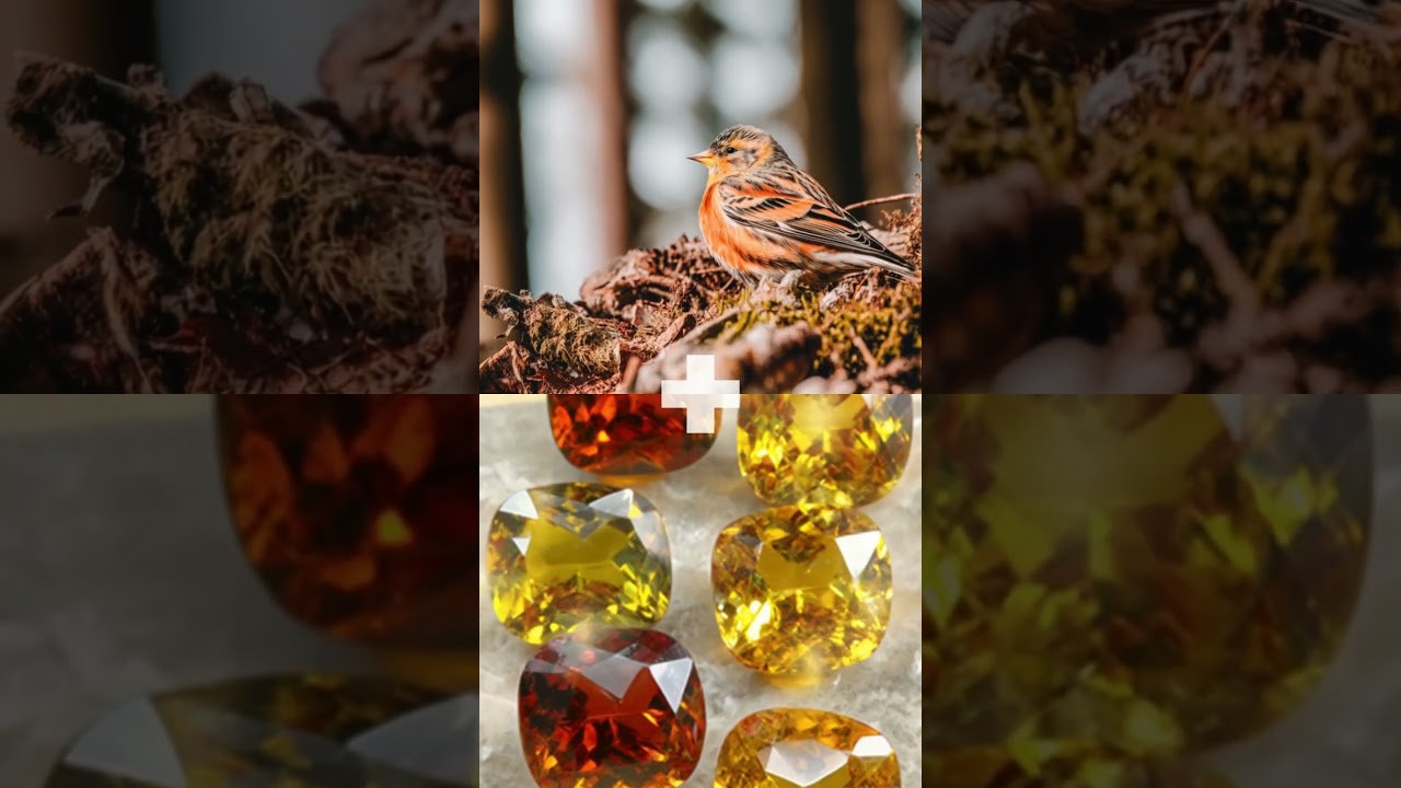 Sparrow made of mandarin garnet: 