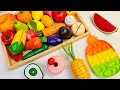 ASMR 野菜や果物をトントン切るよ♪木のおままごとセット しいたけ レモン コーン バナナ