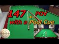 Snooker pov line up 147 with a pool cue
