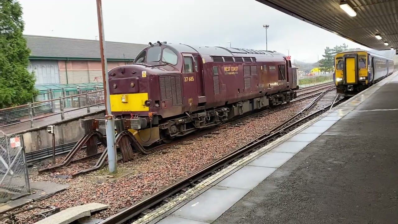The Mallaig train arriving into Fort William railway station