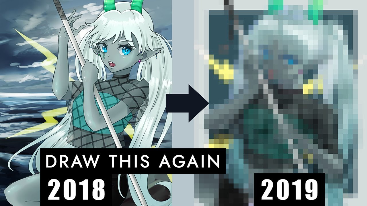 [Draw this again] - 2018 vs 2019 - Anime Speedpaint - YouTube