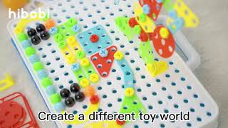 Hibobi - hibobi Creative Mosaic Drill Puzzle Kit, Electric Drill and Screwdriver Tool Set Toy