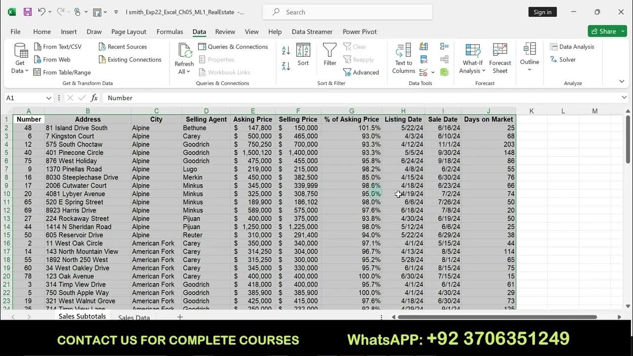 Exp22_Excel_Ch05_ML1_RealEstate/ Complete Solution 100%/Excel Chapter 5 ...