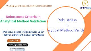 Famous #246 SIPHACOS Robustness Criteria in Analytical Method Validation Profile
