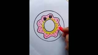 how to draw donut 🍩 easy drawing step by step. #donuts #trending #viral #shorts #drawing #youtube