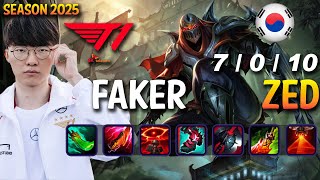 T1 Faker ZED vs ORIANNA Mid - Patch 25.10 KR Ranked | lolrec