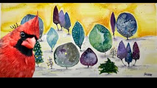 Artists Collaborate: Mounted Watercolor Painting on Wood and Colored Pencils with Christine Jeszeck