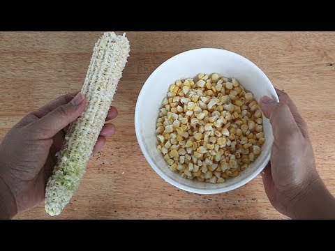 How To Remove Corn Kernels In 1 Minute Easily - FASTEST Way To Peel Sweet Corn!