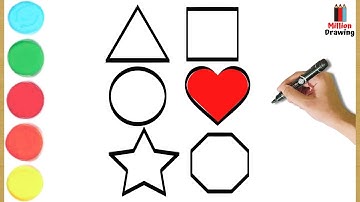 Hoe je schattige vormen tekent en peuters_ Kinderkunst 🌈🐋🌈 | 6 eenvoudige vormen kunst tutorial #312