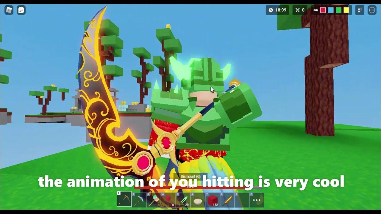 The new golden scythe and throwing daggers (Roblox Bedwars) YouTube