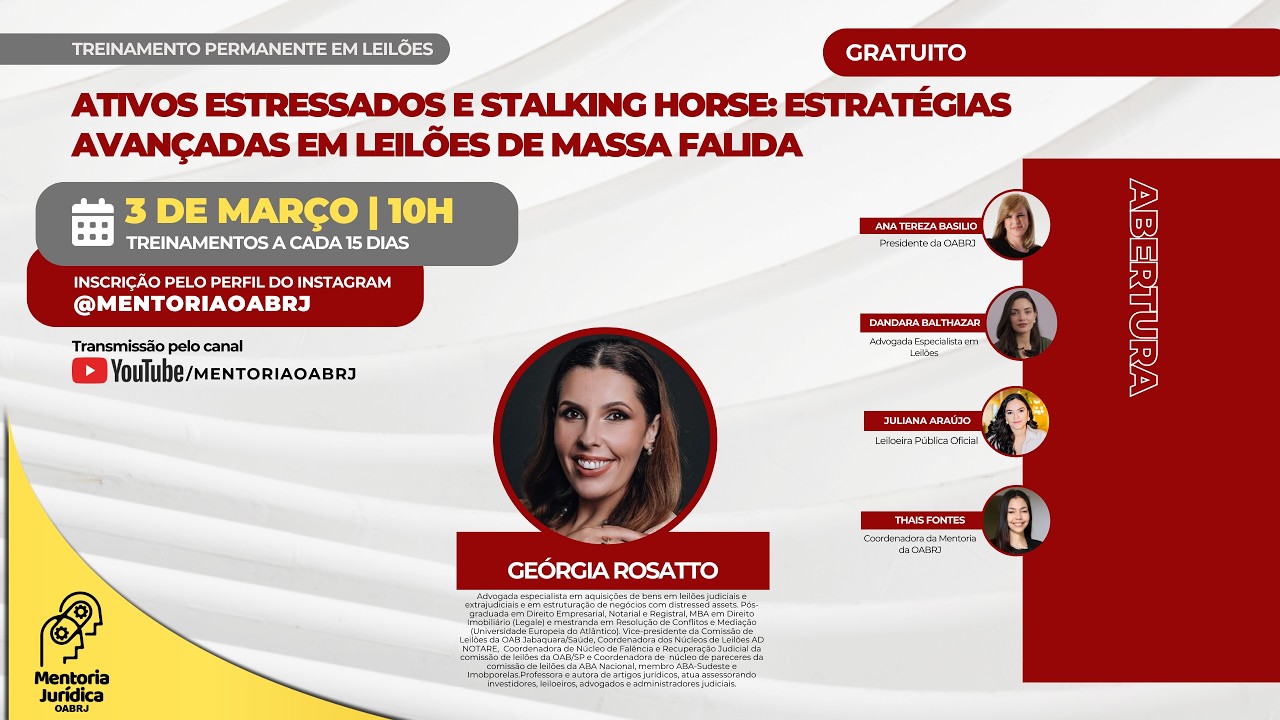 Ativos Estressados e Stalking Horse: Estratégias Avançadas em Leilões de Massa Falida - 03/03 - 10H