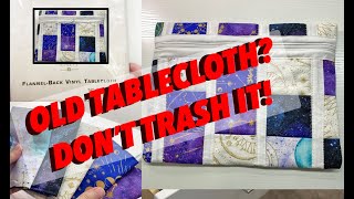 ZIP BAG 2 with OLD TABLECLOTH FAT QUARTERS 2 HOURS AND DONE FAST EASY MAKE IT TO