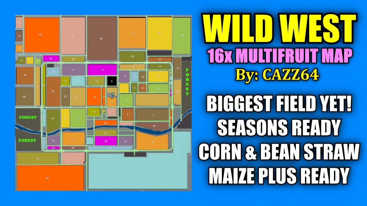 Wild West 16x Multifruit Map (Updated Link) v1.8 "Map Review" Farming  Simulator 19 - YouTube