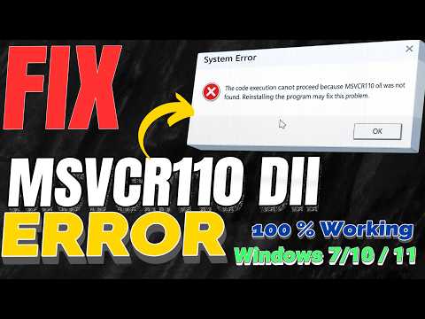 Fix MSVCR110 dll Missing Error | 100% Working Solution (2025)