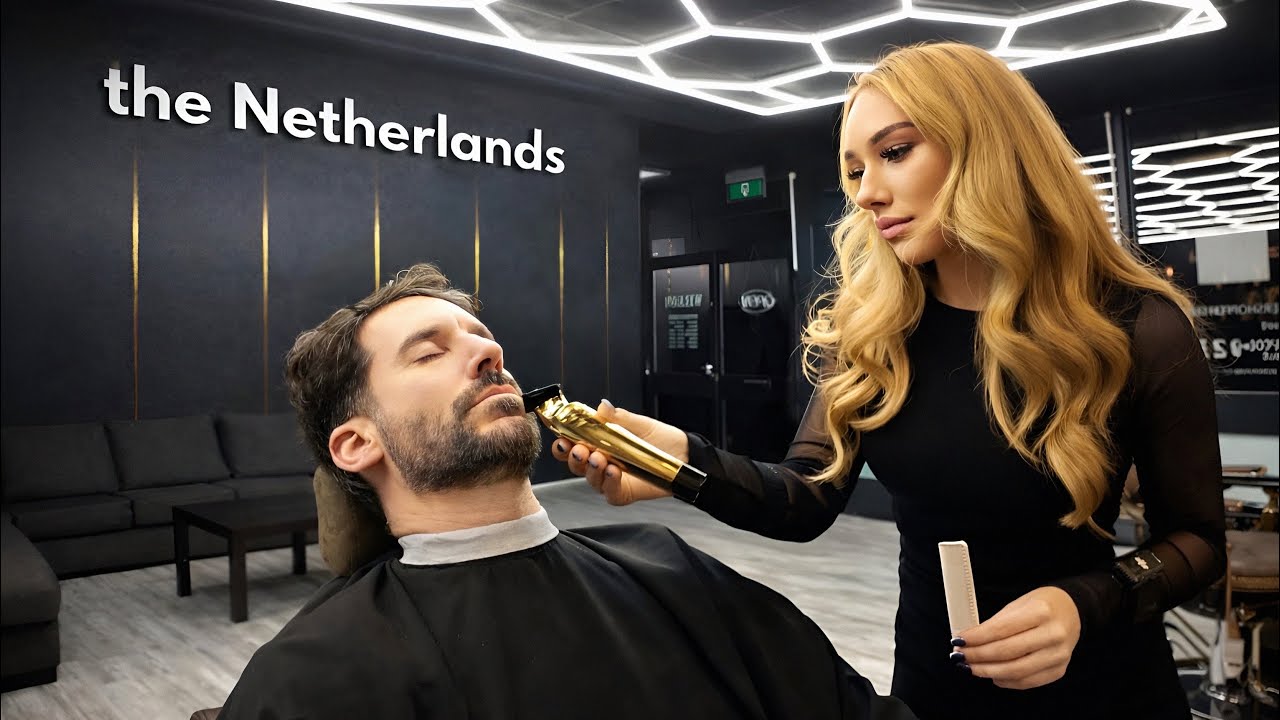💈🇳🇱 DUTCH LADY BARBER IS FOCUSED! (ASMR)