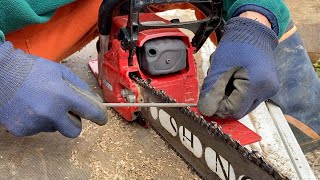 チェーンソーの目立て。をするオレンジマン神田の動画。How to sharpening a chainsaw！