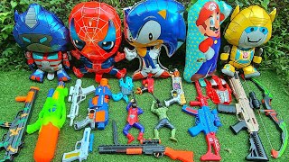 Collecting 7 shooting toys Sniper and AK47 Guns Cannon Water Gun Machine Gun Bow Gun shoot nerf