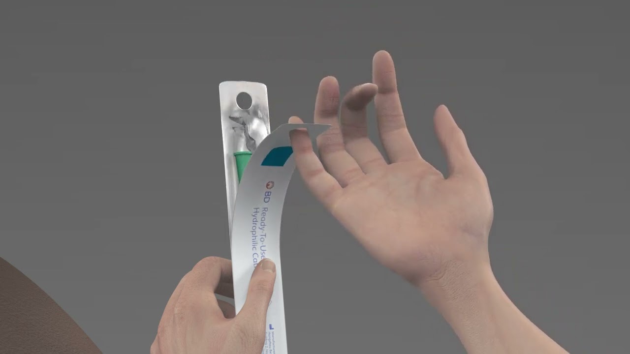 Male BD Ready to Use Hydrophilic Catheter Instructional Animation