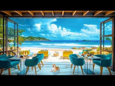 Coastal Cafe Ambience - Delicate Jazz Bossa Nova Music and Crashing Ocean Waves Sounds for Relax