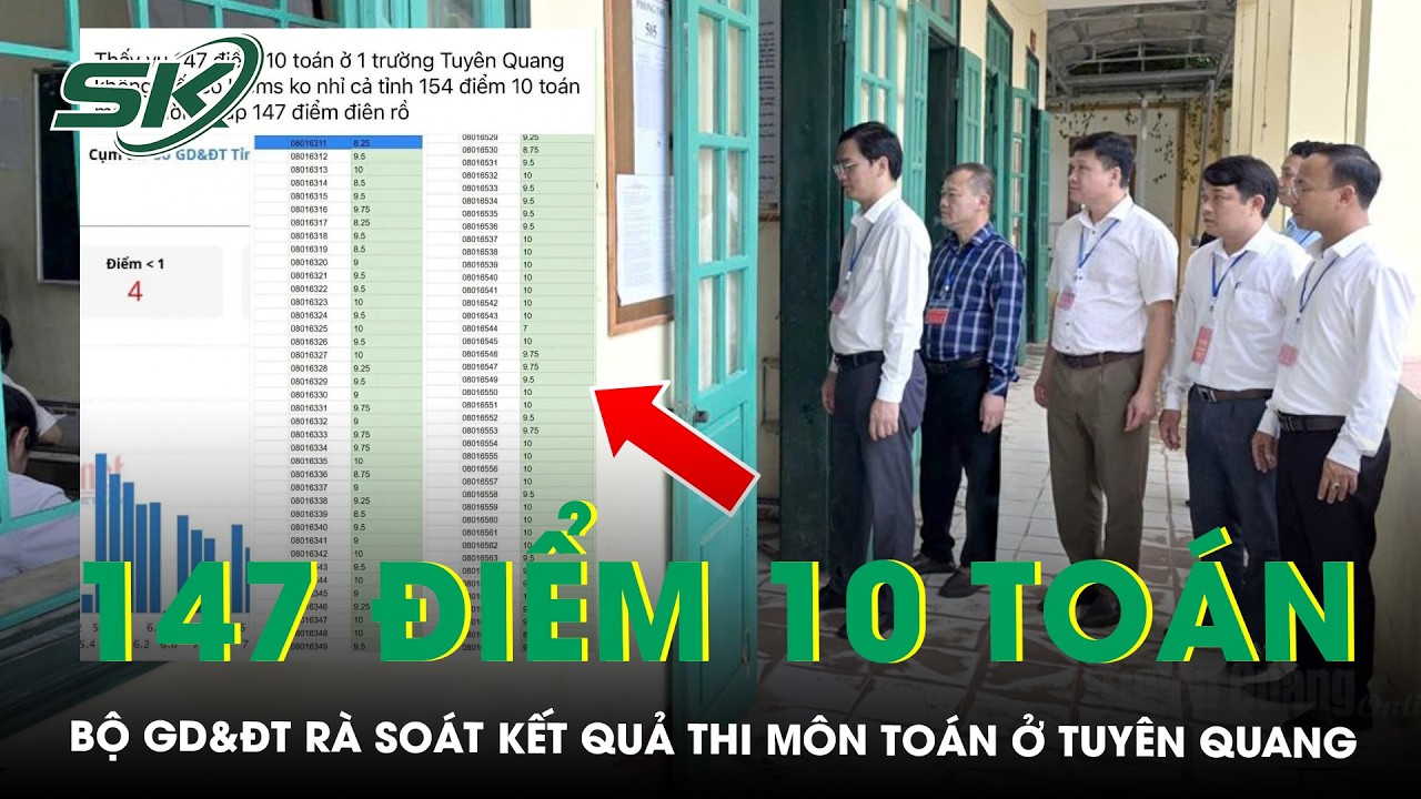 Bộ GD&ĐT rà soát kết quả thi môn Toán có 147 điểm 10 gây chú ý ở Tuyên Quang | SKĐS
