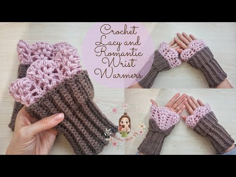 Crochet Lacy and Romantic Wrist Warmers / Crochet Fingerless Gloves