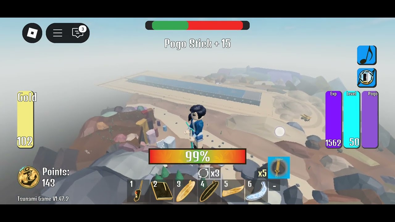 Roblox Tsumani Game! Level 10 tsumani wave from the highest Mountain!