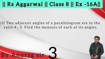 Two adjacent angles of a parallelogram are in the ratio 4 : 5. Find the measure of each of its ang